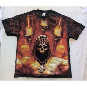 Vintage WWE Triple H Skull King Shirt Mens XL Black Wrestling Y2K AOP, Alstyle
